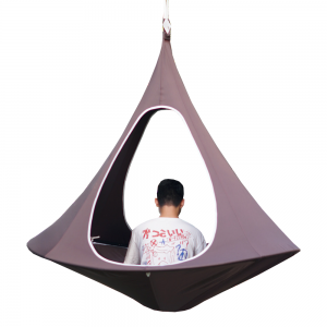 Závesné hojdacie kreslo, sivohnedá TAUPE, KLORIN NEW TYP 2 BIG SIZE CACOON HAMMOCK